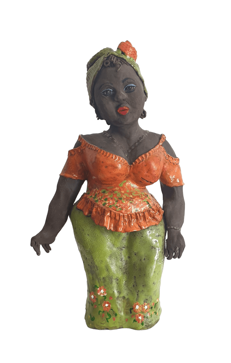 African Lady Clay Sculpture